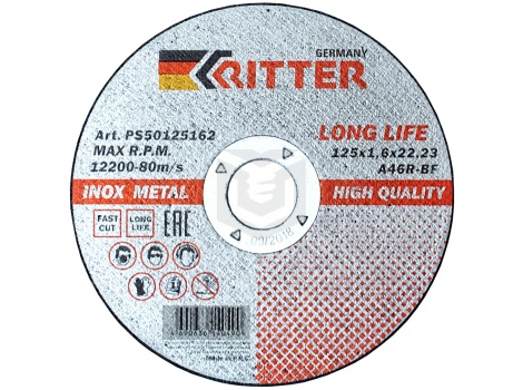 Круг отрезной Ritter LongLife HQ 125х1,6х22,2 мм металл + нерж A46R-BF-T41